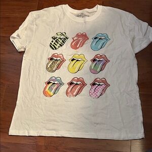 The Rolling Stones Kids Tee with Colorful Tongue Graphics - White